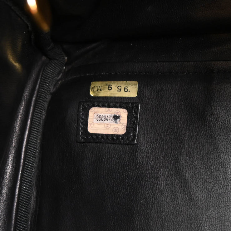 Chanel 1994-1996 Black Lambskin Bicolore 2way Shoulder Duffle Handbag