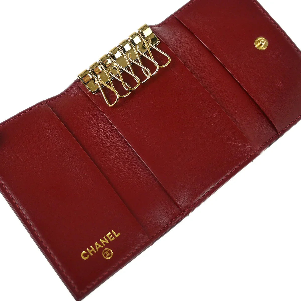 CHANEL6plusケース Chanel 2003-2004 Red Calfskin Wild Stitch Six Hook Key Case
