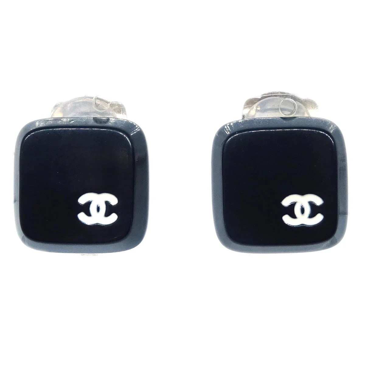 Chanel Square Earrings Clip-On Black 00T