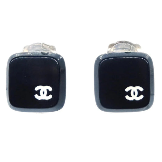 Chanel Square Earrings Clip-On Black 00T