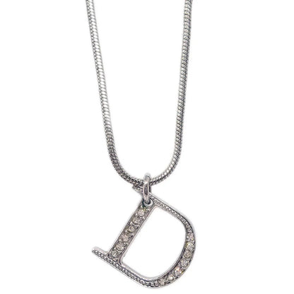 Christian Dior Necklace Pendant Silver Rhinestone