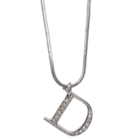 Christian Dior Necklace Pendant Silver Rhinestone