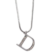 Christian Dior Necklace Pendant Silver Rhinestone
