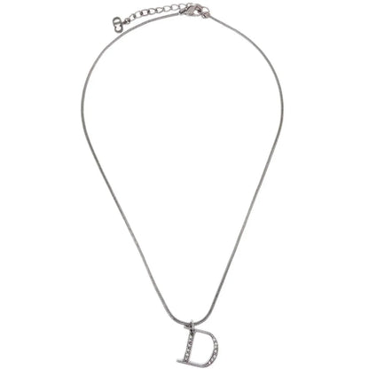 Christian Dior Necklace Pendant Silver Rhinestone