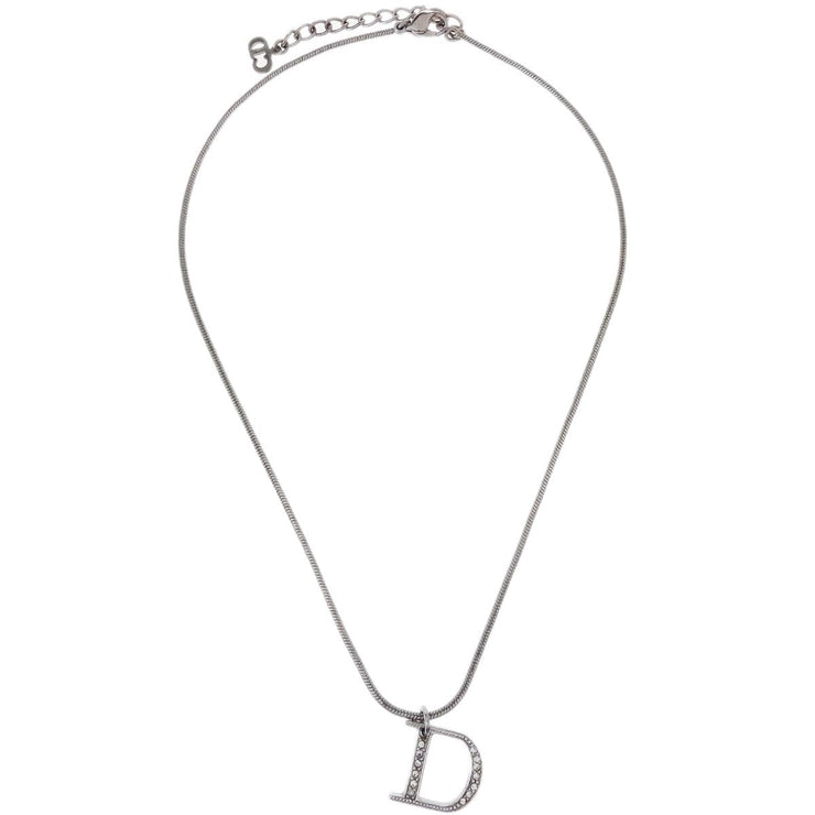 Christian Dior Necklace Pendant Silver Rhinestone