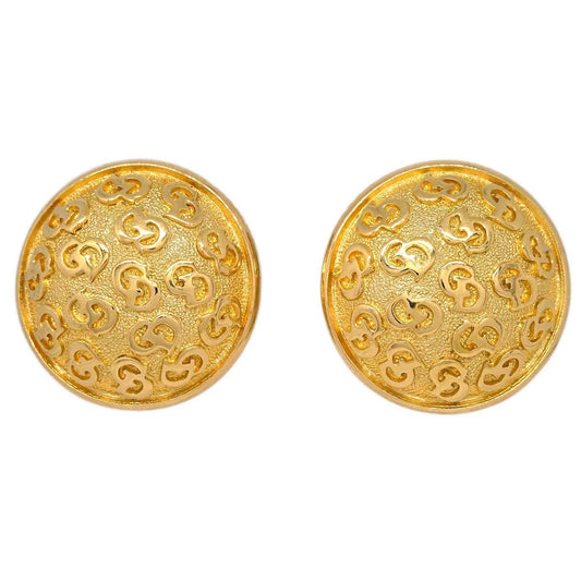 Christian Dior Button Earrings Clip-On Gold