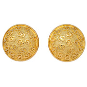 Christian Dior Button Earrings Clip-On Gold