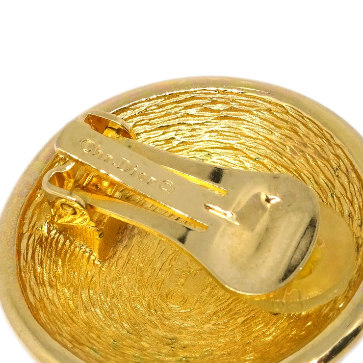 Christian Dior Button Earrings Clip-On Gold