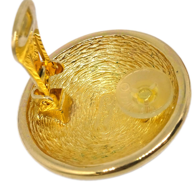 Christian Dior Button Earrings Clip-On Gold
