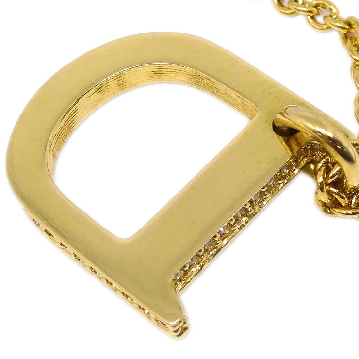 Christian Dior Necklace Pendant Gold Rhinestone