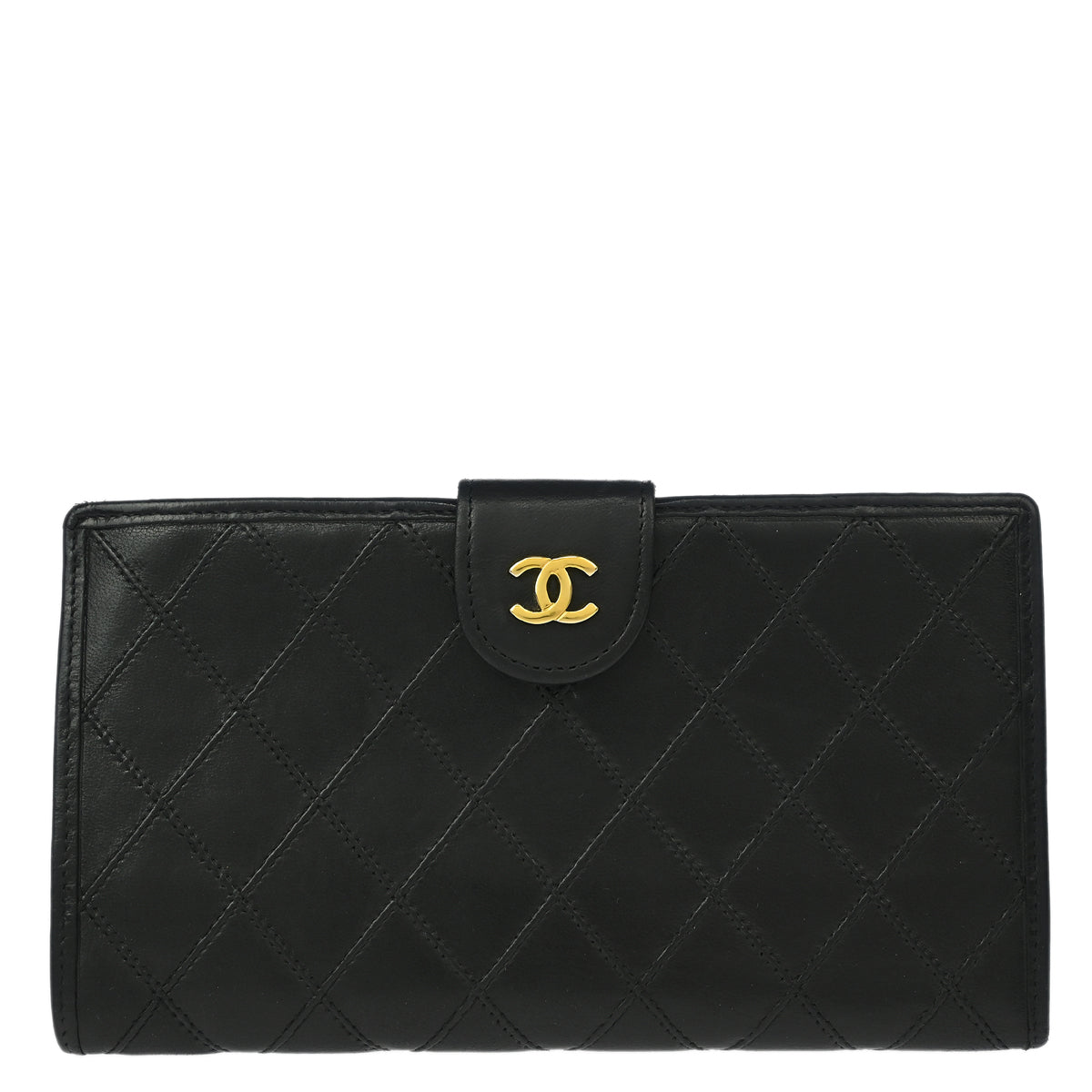 Chanel 1991-1994 Black Lambskin Bicolore Wallet