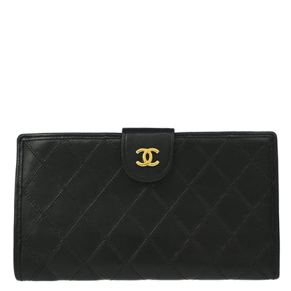 Chanel 1991-1994 Black Lambskin Bicolore Wallet