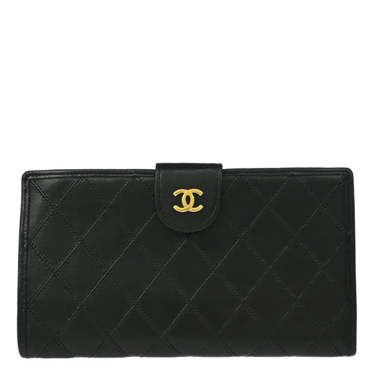 Chanel 1991-1994 Black Lambskin Bicolore Wallet