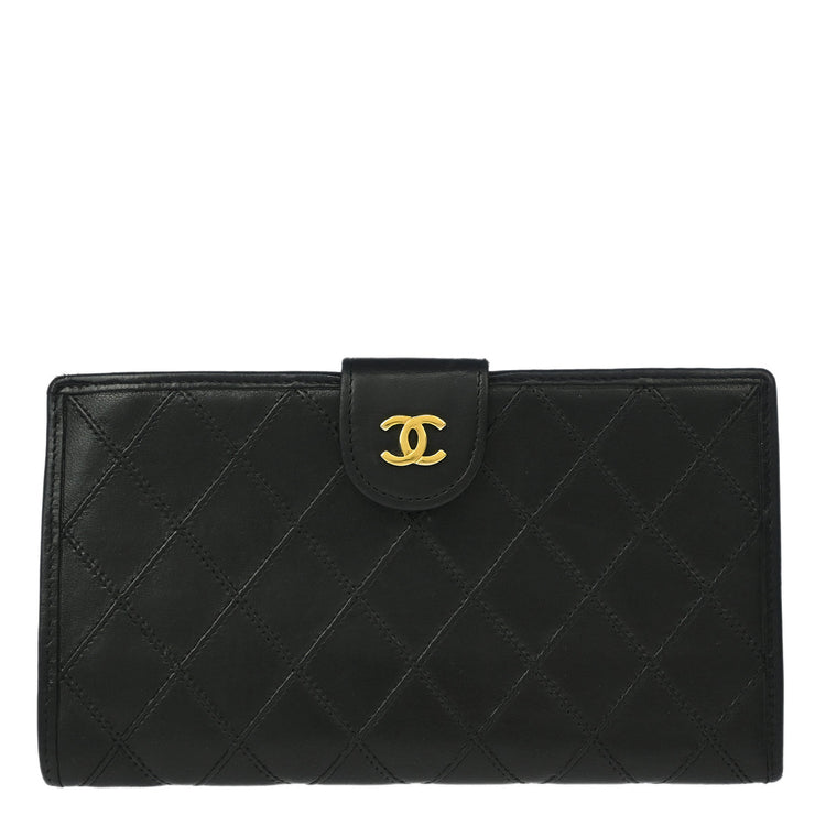 Chanel 1991-1994 Black Lambskin Bicolore Wallet
