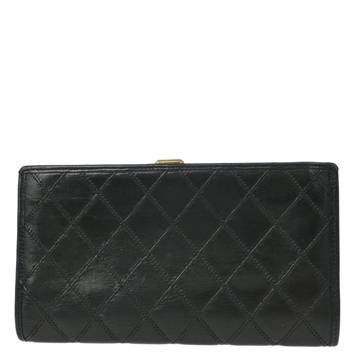 Chanel 1991-1994 Black Lambskin Bicolore Wallet