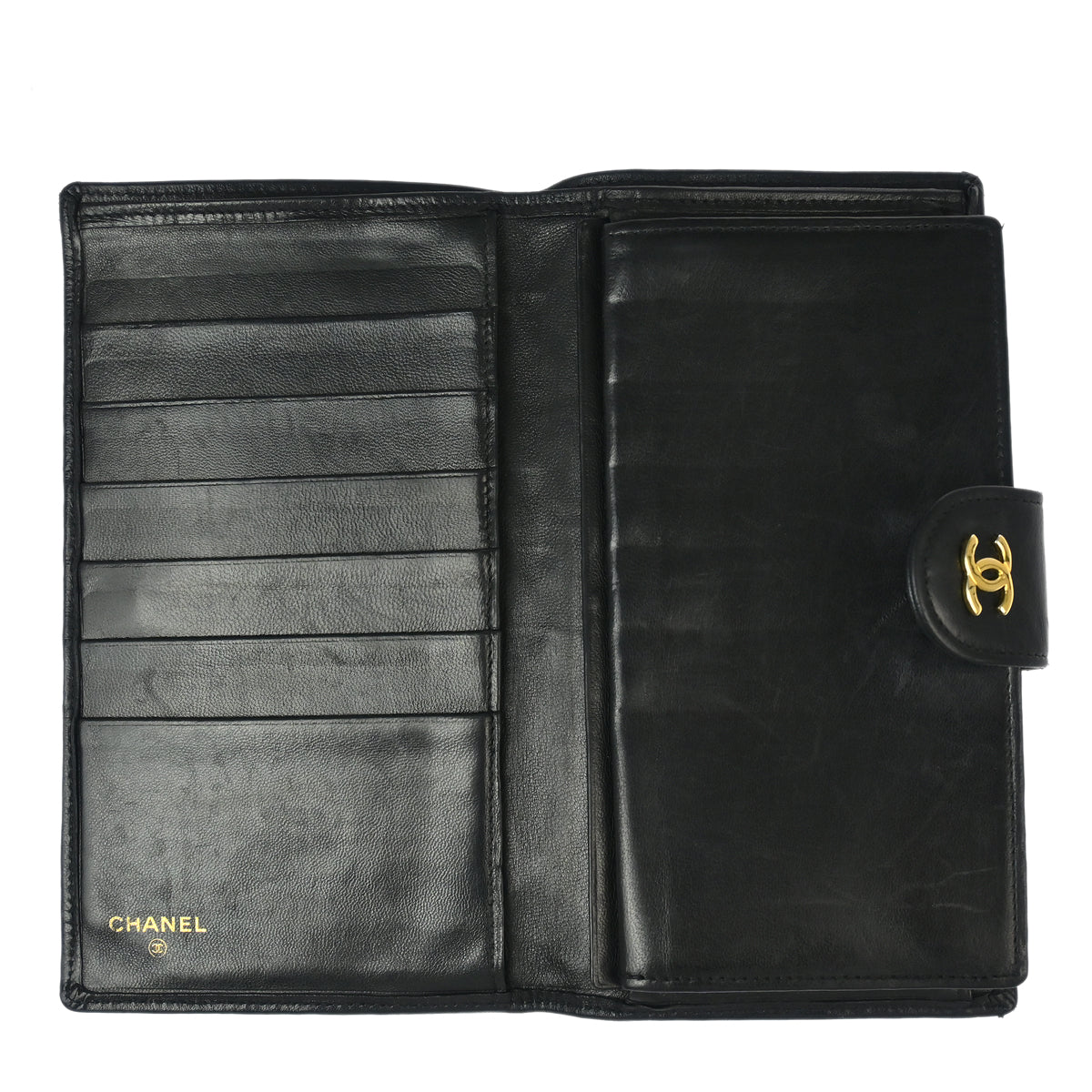 Chanel 1991-1994 Black Lambskin Bicolore Wallet