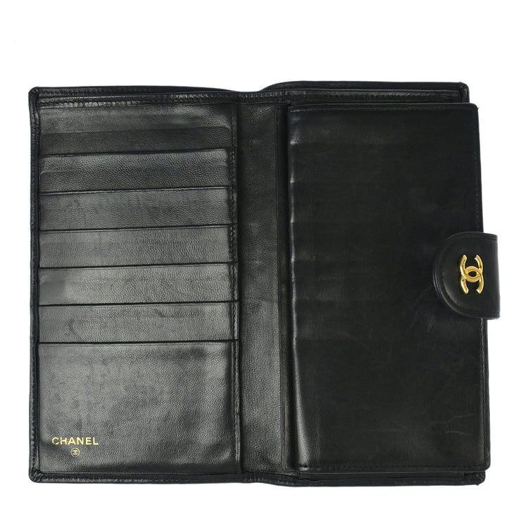 Chanel 1991-1994 Black Lambskin Bicolore Wallet