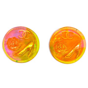 Chanel Button Earrings Clip-On Pink Acrylic 97P