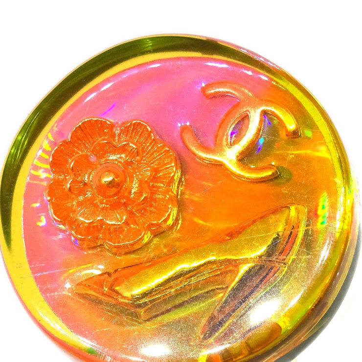 Chanel Button Earrings Clip-On Pink Acrylic 97P