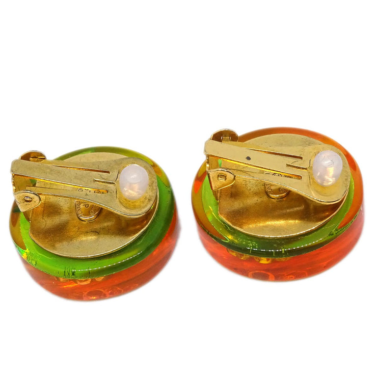Chanel Button Earrings Clip-On Pink Acrylic 97P