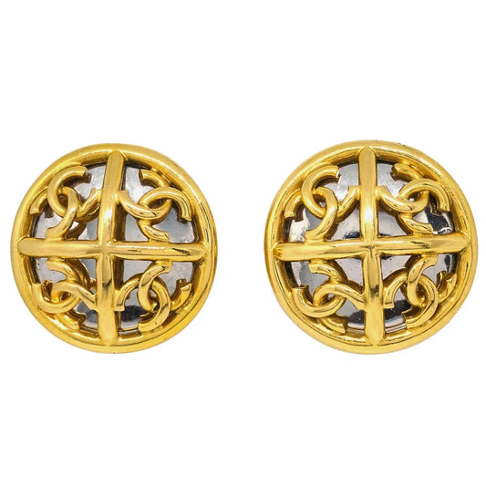 Chanel Button Earrings Clip-On Gold 2940/93P