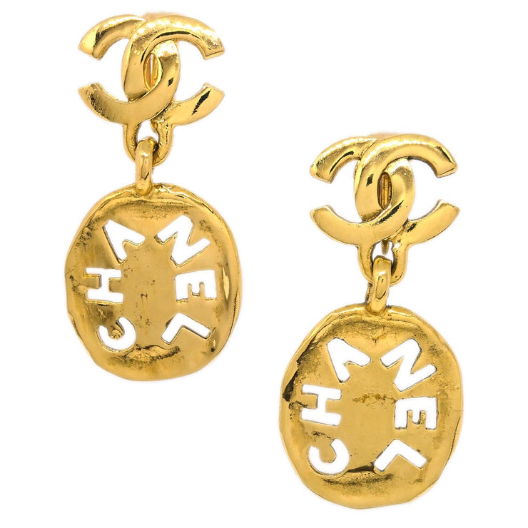 Chanel Dangle Earrings CC Clip-On Gold