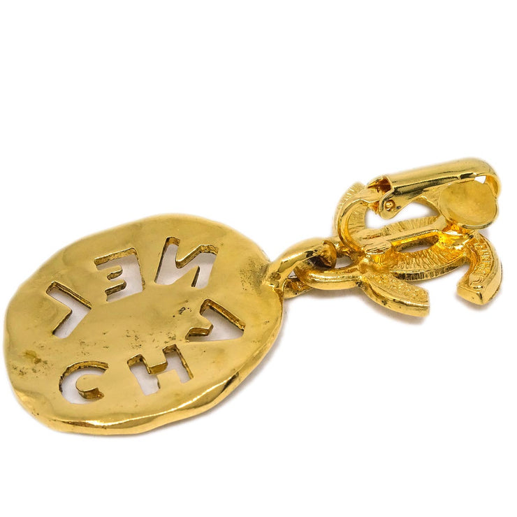 Chanel Dangle Earrings CC Clip-On Gold