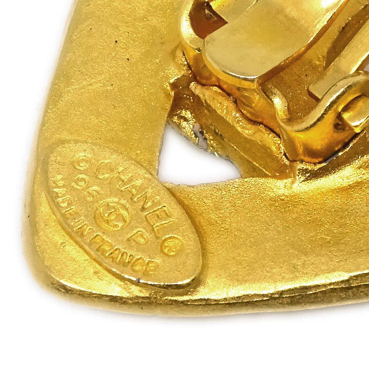 Chanel Gold Heart Earrings Clip-On 95P