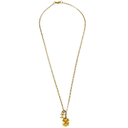 Chanel Clover Pendant Necklace Gold 01A