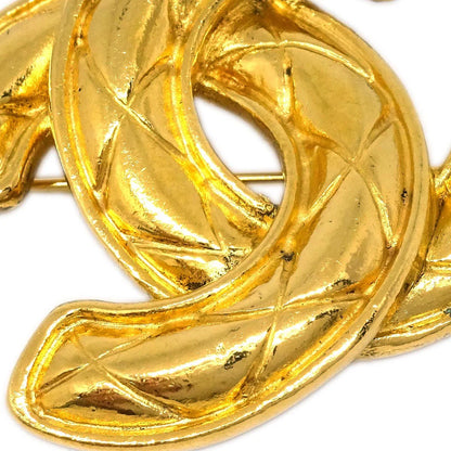 Chanel Quilted CC Brooch Pin Gold 1153