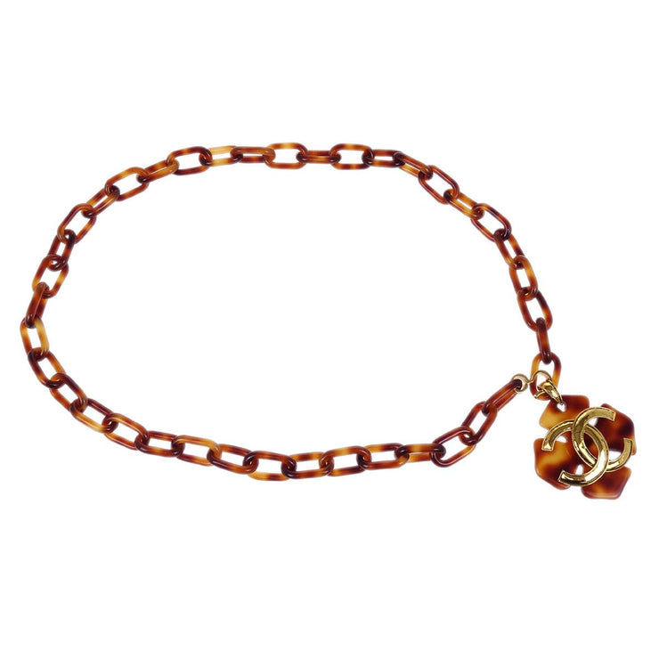 Chanel Acrylic Chain Belt Clover Brown 94P Small Good