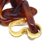 Chanel Acrylic Chain Belt Clover Brown 94P Small Good