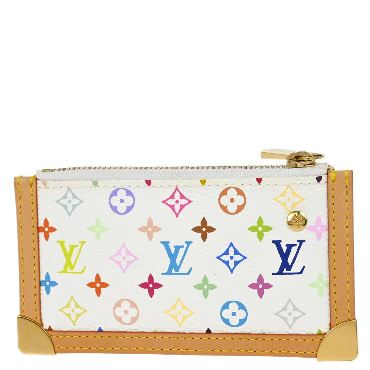 Louis Vuitton 2004 White Multicolor Pochette Cles Coin Purse M92655