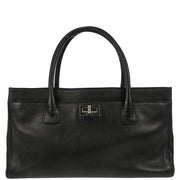 Chanel 2005-2006 Black Calfskin Mademoiselle Lock Executive Cerf Tote Bag
