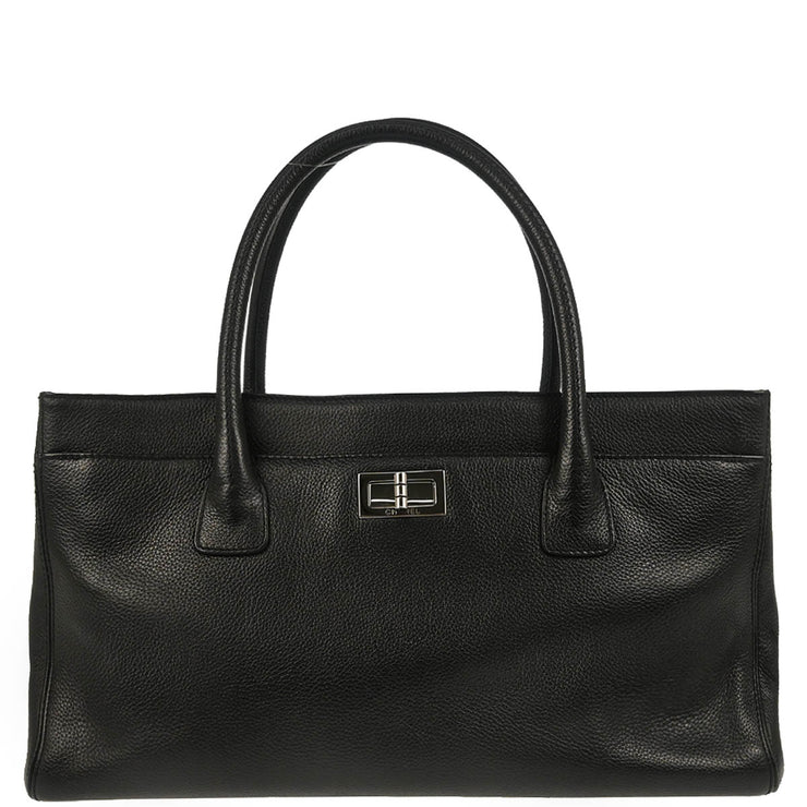 Chanel 2005-2006 Black Calfskin Mademoiselle Lock Executive Cerf Tote Bag