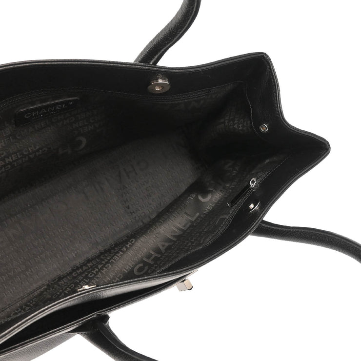 Chanel 2005-2006 Black Calfskin Mademoiselle Lock Executive Cerf Tote Bag