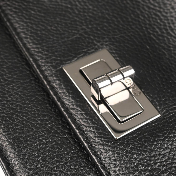Chanel 2005-2006 Black Calfskin Mademoiselle Lock Executive Cerf Tote Bag