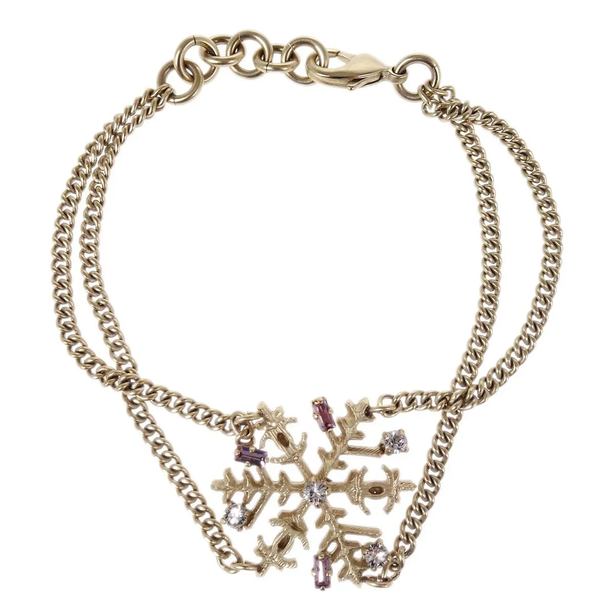Chanel Chain Bracelet Gold Rhinestone 05A