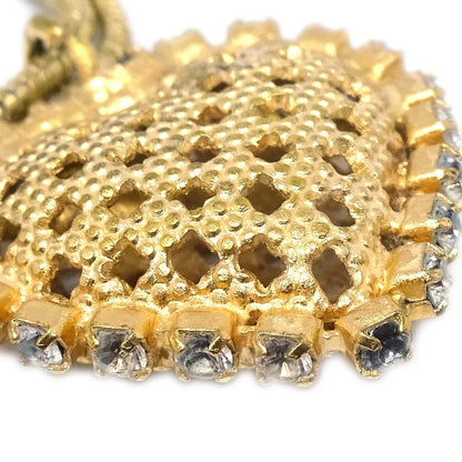 Chanel Heart CC Chain Bracelet Gold Rhinestone 01P