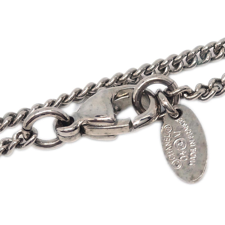 Chanel CC Chain Necklace Pendant Rhinestone Silver 04V