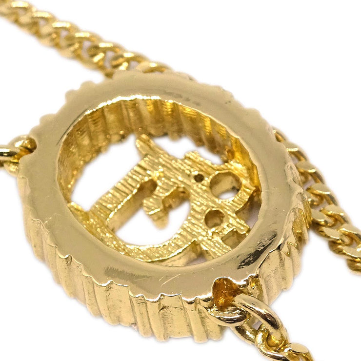 Christian Dior Necklace Pendant Gold Rhinestone