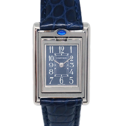 Cartier * Tank Basculante SM Ref.2386 Quartz Watch SS Navy