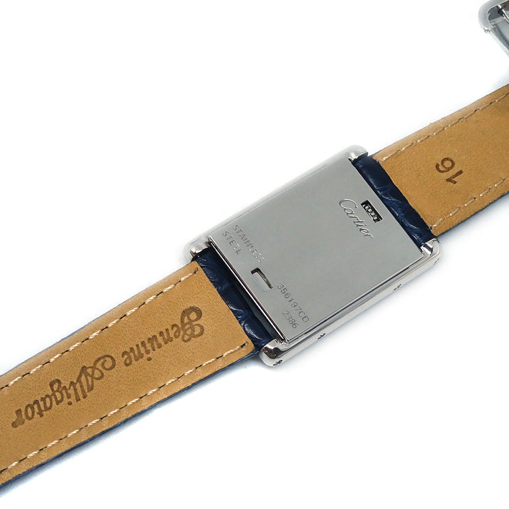 Cartier * Tank Basculante SM Ref.2386 Quartz Watch SS Navy