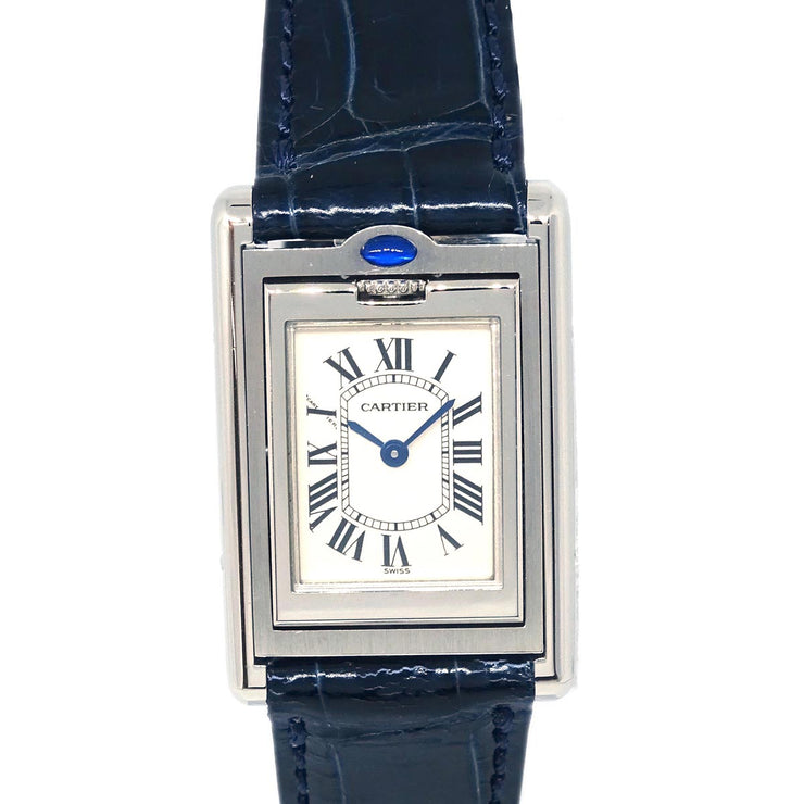 Cartier * Tank Basculante SM Ref.2386 Quartz Watch SS Navy