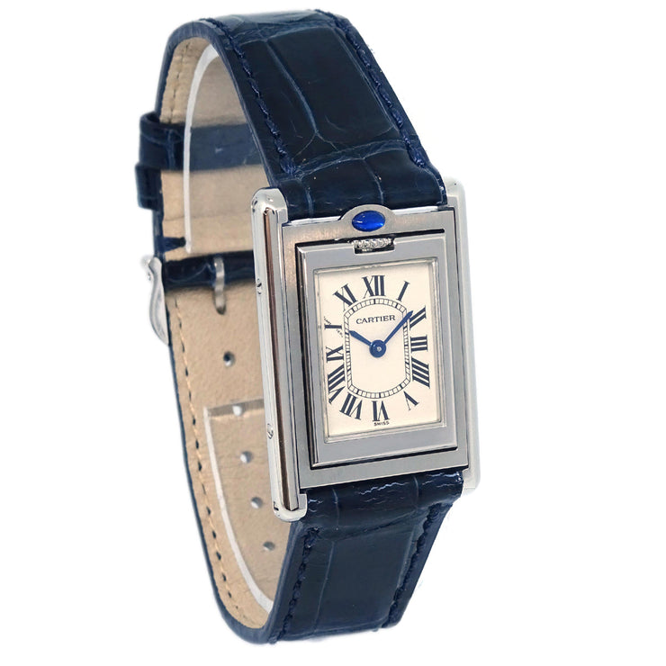 Cartier * Tank Basculante SM Ref.2386 Quartz Watch SS Navy