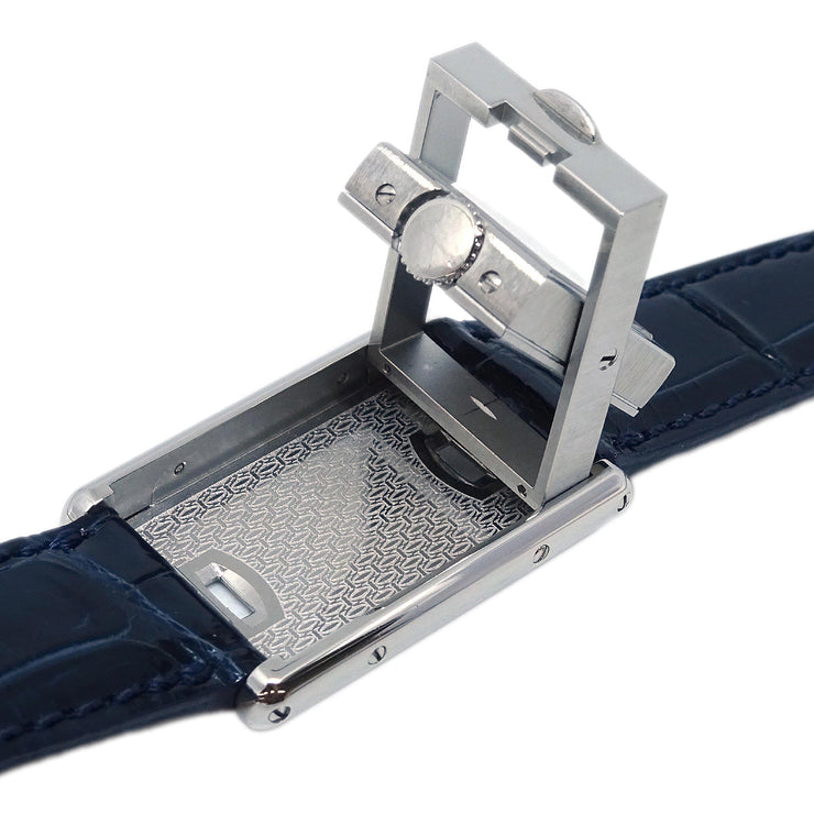 Cartier * Tank Basculante SM Ref.2386 Quartz Watch SS Navy