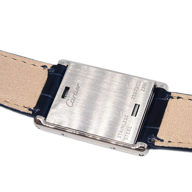 Cartier * Tank Basculante SM Ref.2386 Quartz Watch SS Navy
