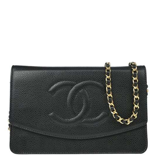 Chanel 2008-2009 Black Caviar Timeless Wallet on Chain WOC