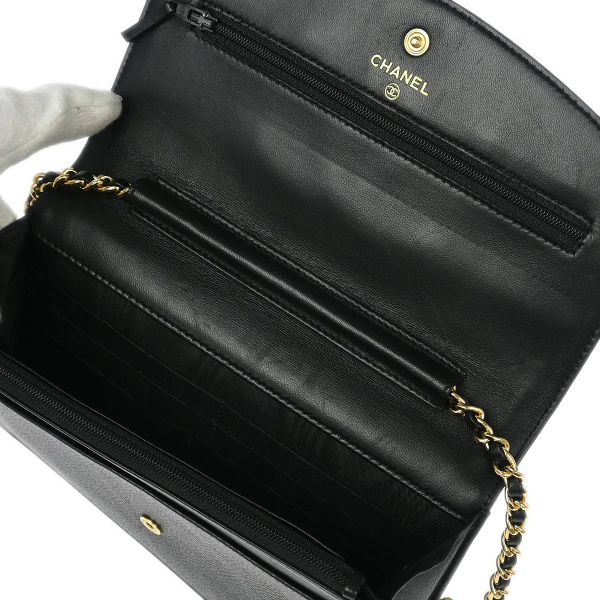 Chanel 2008-2009 Black Caviar Timeless Wallet on Chain WOC