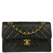 Chanel 1997-1999 Black Lambskin Small Classic Double Flap Shoulder Bag